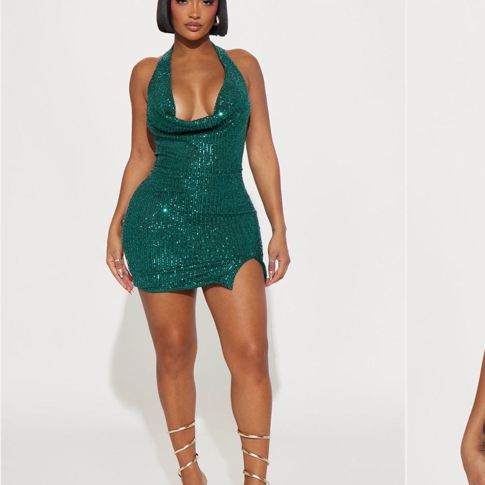 Fashion Nova Teal Sequin Mini Dress